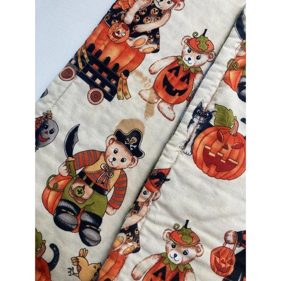 Handmade Festive Fall Halloween Quilted Placemat Set Witch Pumpkin Ghost Leaves - Picture 7 of 10